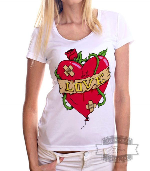 футболка с сердцем Just love