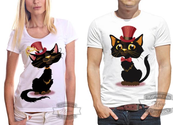 пара в футболках с кошками