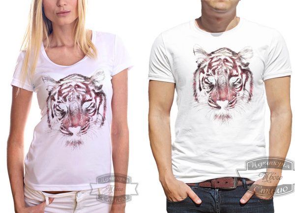 мужчина и женщина в футболке с тигром