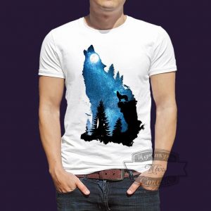 футболка с воющими волками