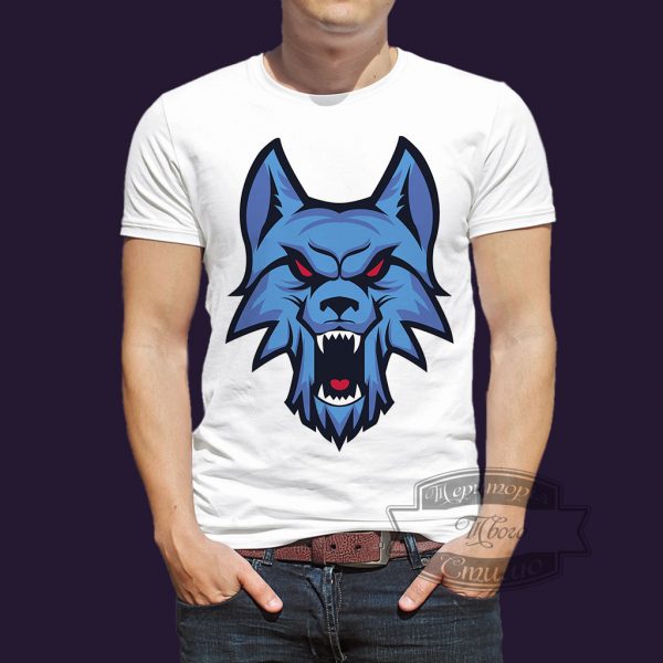Футболка синий волк