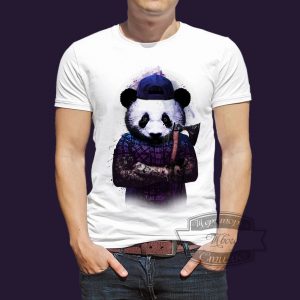 футболка панда с татуеровками и топором