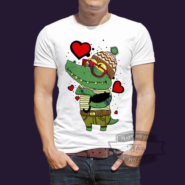 футболка влюбленный крокодил рыбак