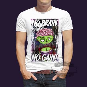 футболка с зомби no brain no gain