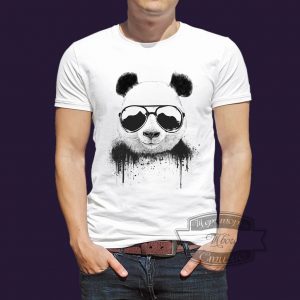 футболка панда в очках