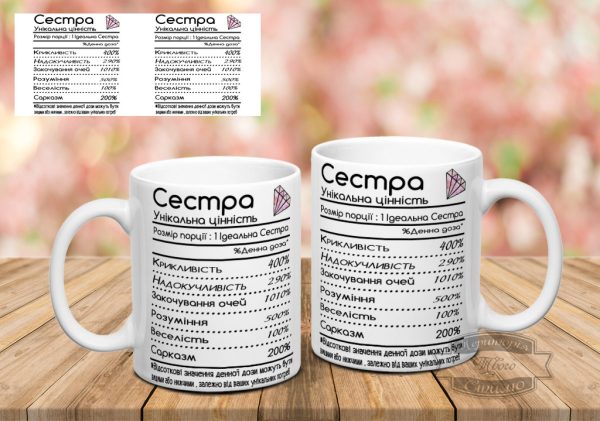 Чашка Унікальна цінність сестра